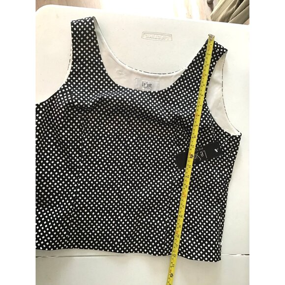 LE SUIT PETITE- WOMENS BLACK WHITE COTTON PULL OVER TOP SIZE 16P - Picture 5 of 6